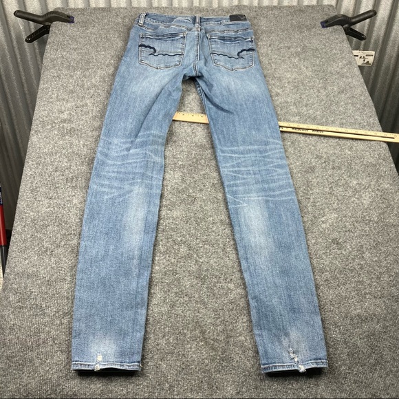 AE Super Skinny Stretch Jeans light wash distressed waist size 26 - Picture 12 of 13